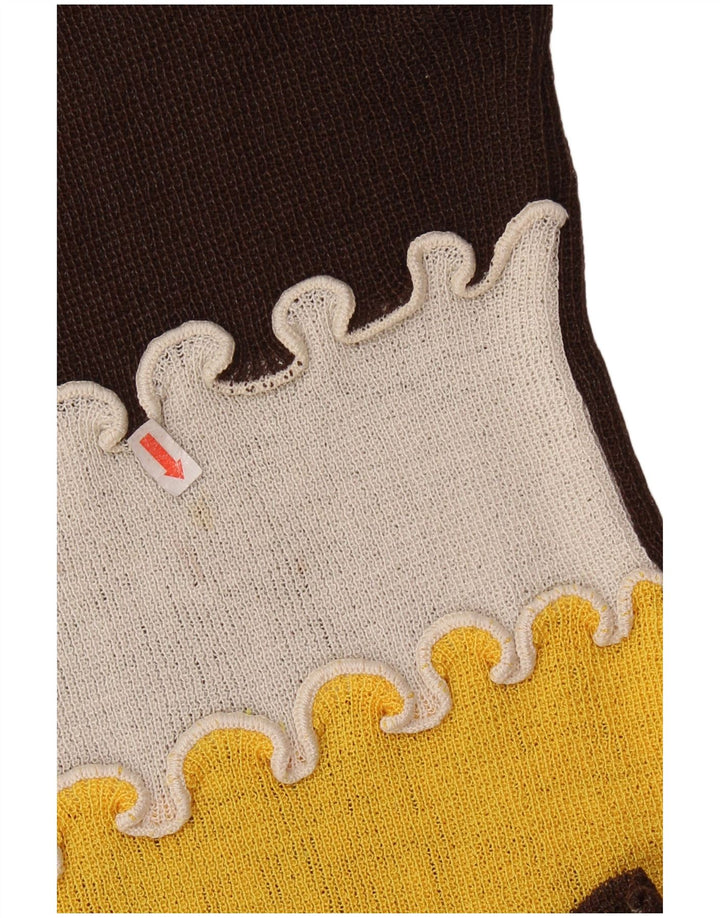 Vintage Womens Vest Tank Top UK 8 Small Brown Colourblock