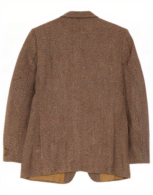 Vintage Mens 2 Button Blazer Jacket UK 38 Medium Brown Herringbone