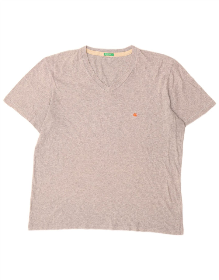 Benetton Mens T-Shirt Top Medium Grey Flecked