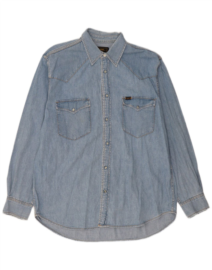 Lee Mens Denim Shirt Large Blue Cotton