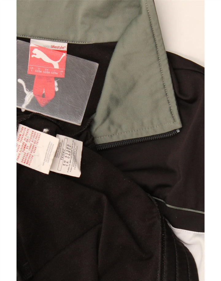 PUMA Mens Tracksuit Top Jacket Large Black Colourblock Polyester