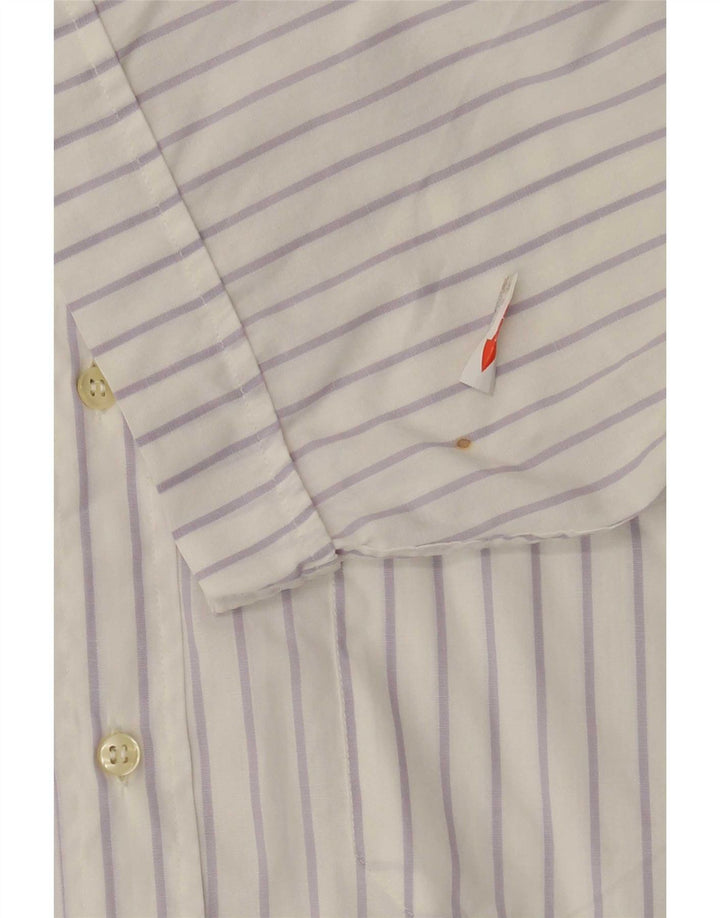 Valentino Mens Short Sleeve Shirt Medium White Striped Cotton