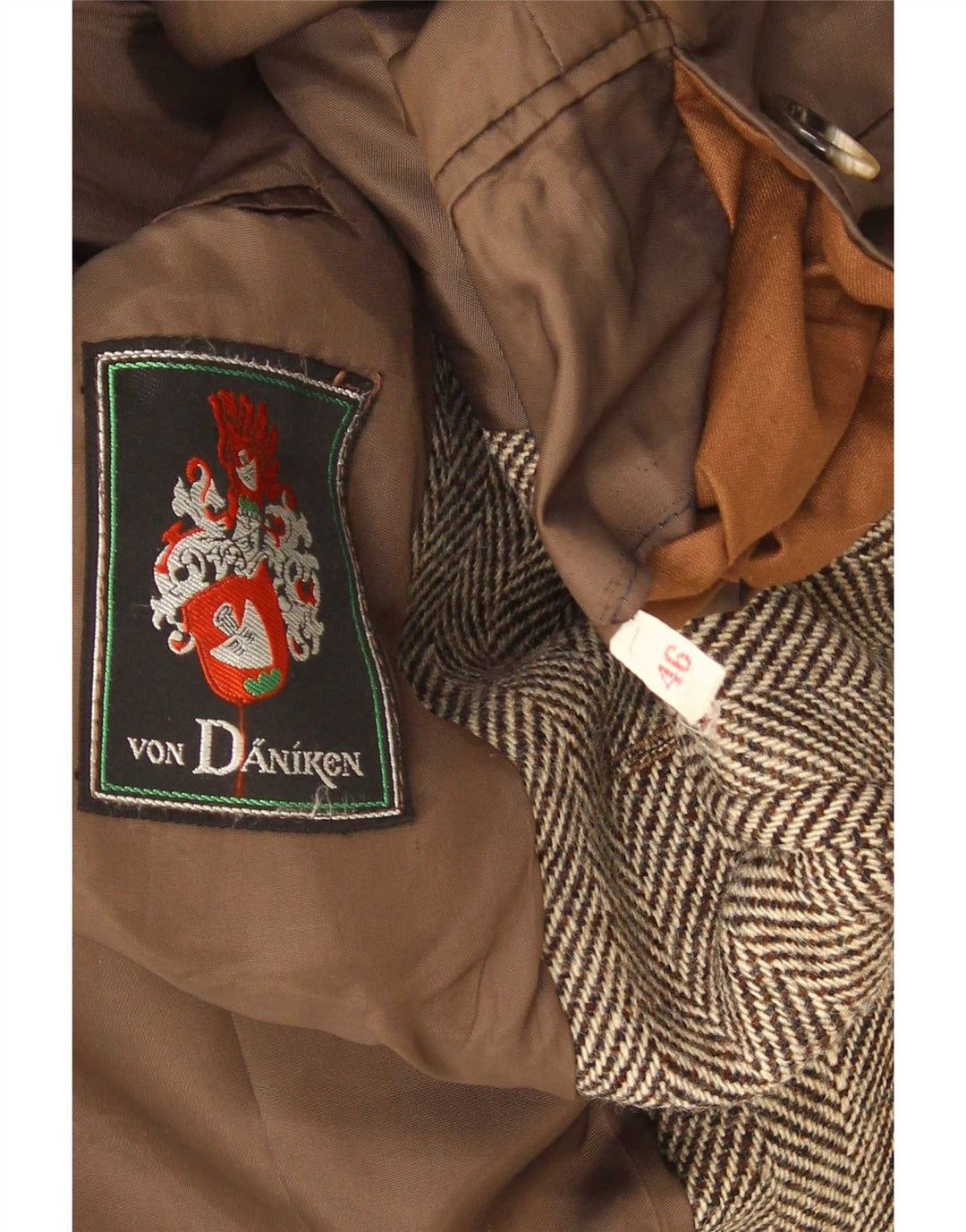 Vintage Mens 2 Button Blazer Jacket IT 46 Small Brown Herringbone