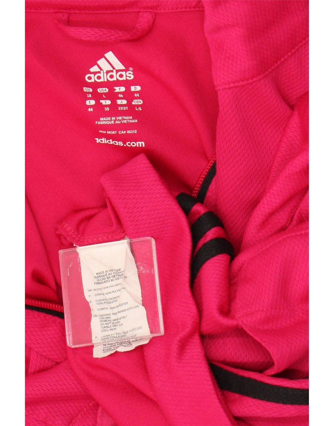 Adidas Womens Tracksuit Top Jacket UK 18 XL Pink Polyester