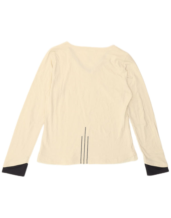 Adidas Womens Top Long Sleeve UK 18 XL Off White Colourblock Cotton