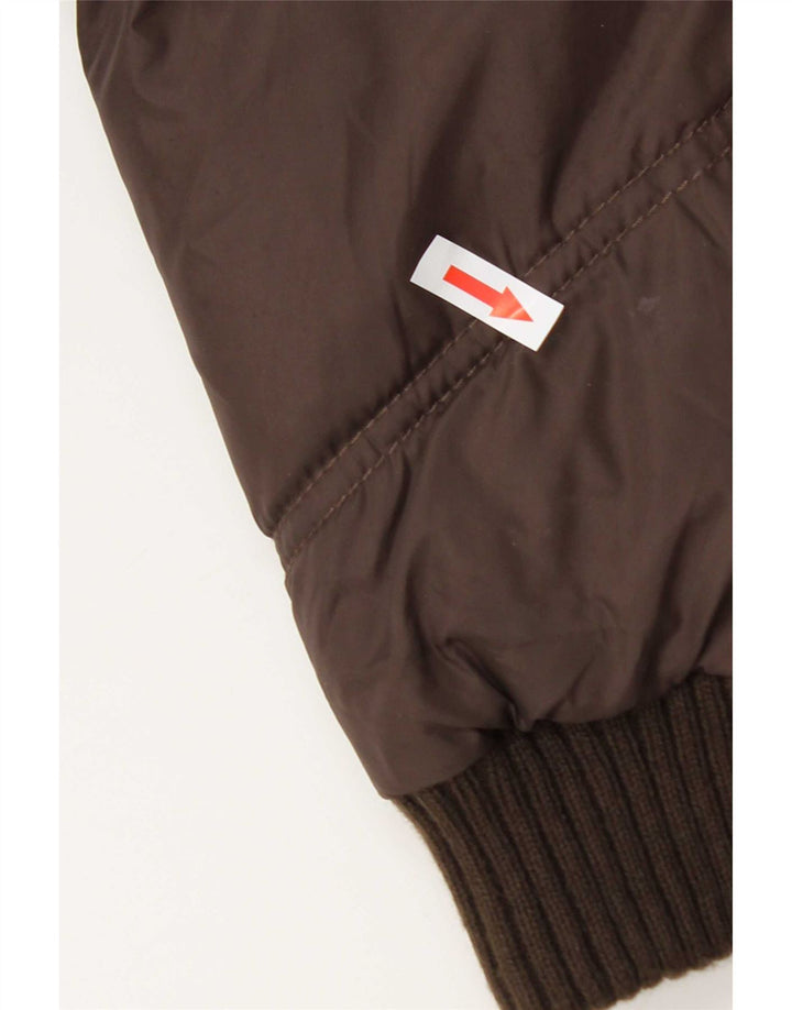 Marks & Spencer Womens Hooded Padded Jacket UK 14 Large Brown Polyamide
