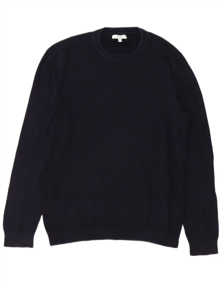 Reiss Mens Crew Neck Jumper Sweater Medium Navy Blue Cotton
