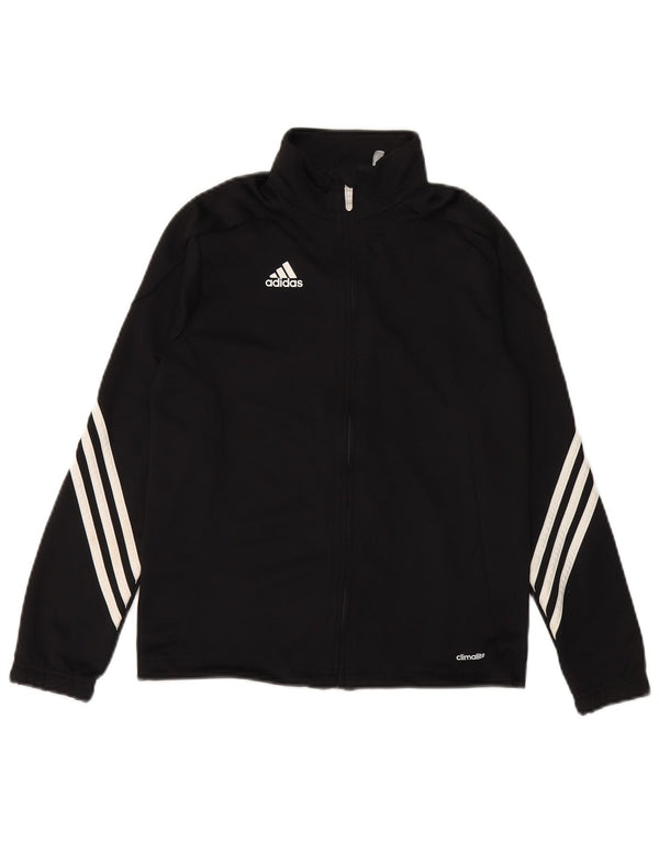 ADIDAS Boys Climalite Tracksuit Top Jacket 11-12 Years Black Polyester