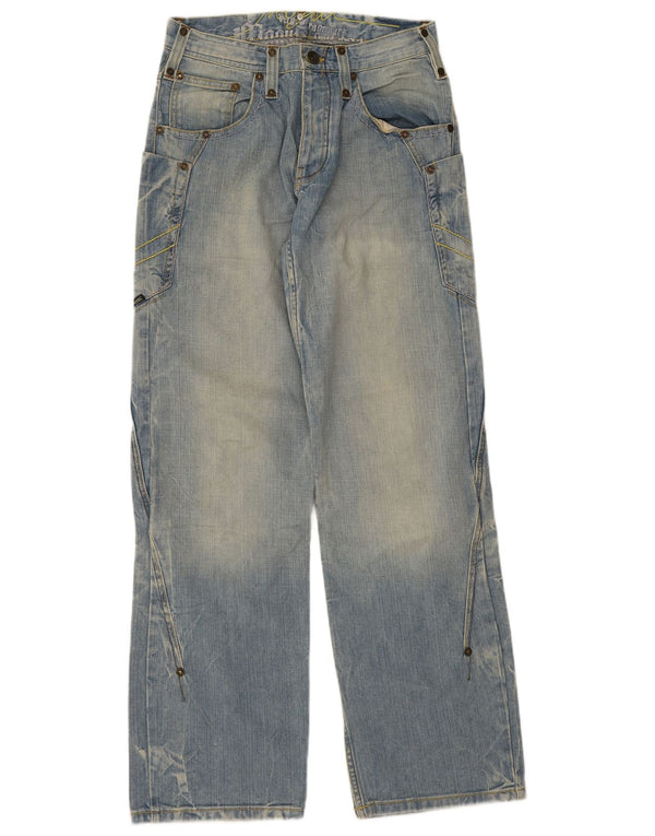 Mogul Mens Cargo Loose Jeans W28 L33 Blue Cotton