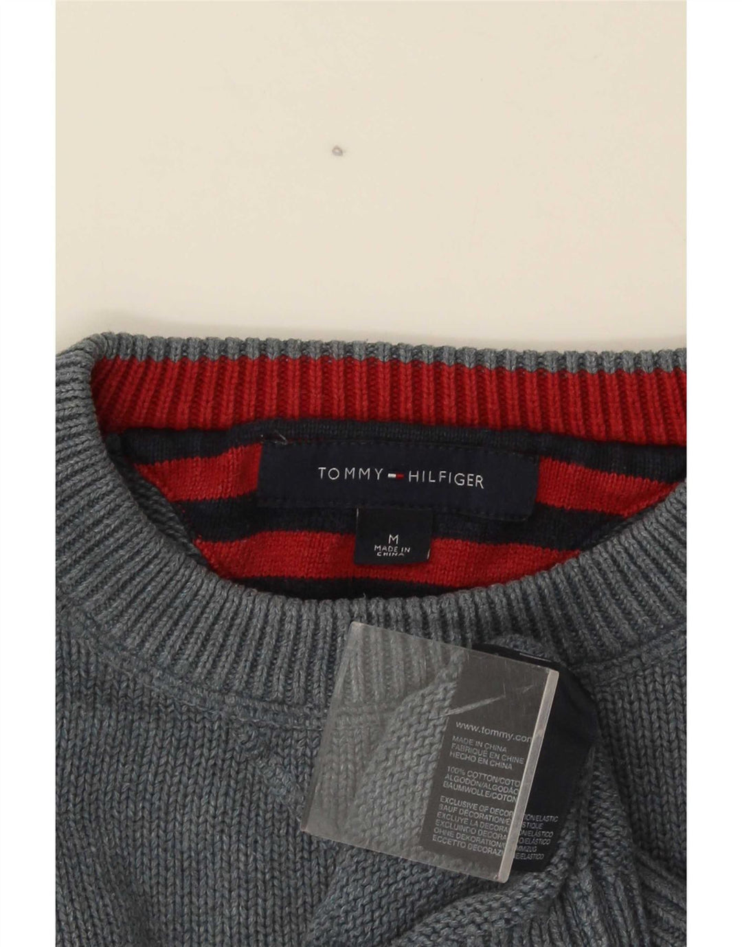 Tommy Hilfiger Mens Crew Neck Jumper Sweater Medium Grey Cotton