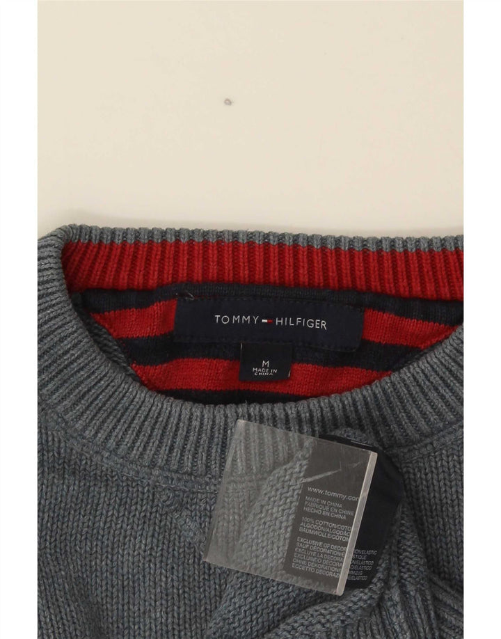 Tommy Hilfiger Mens Crew Neck Jumper Sweater Medium Grey Cotton