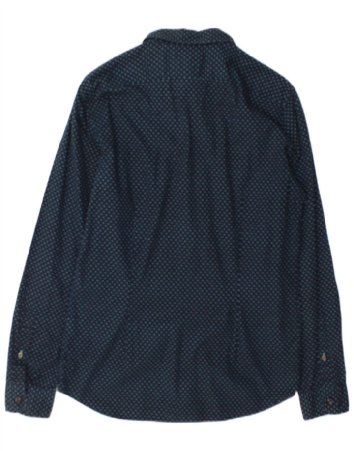 Diesel Mens Slim Fit Shirt Medium Navy Blue Spotted Cotton