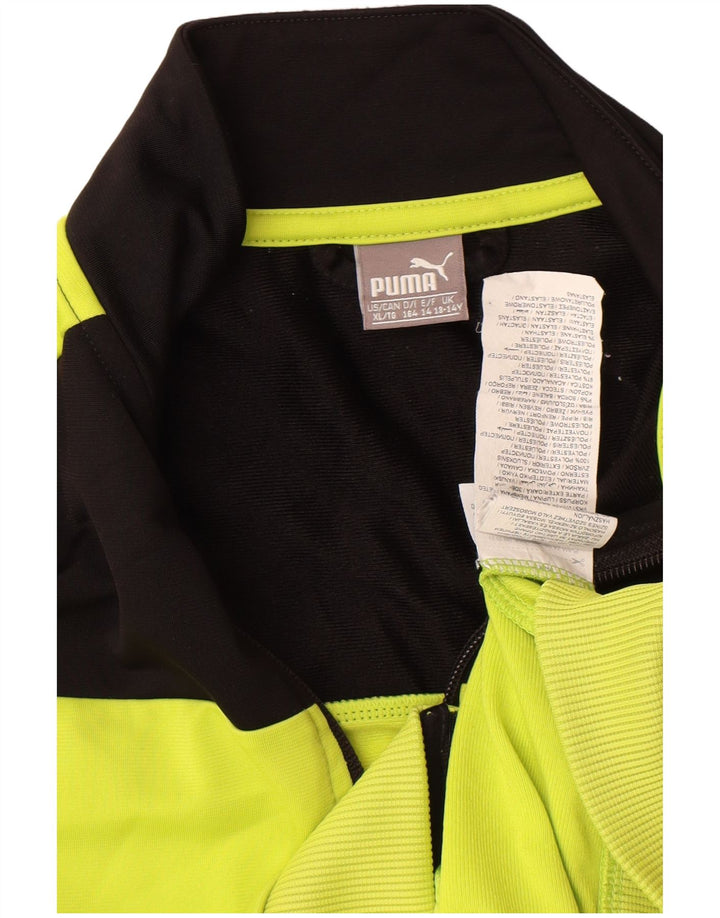 Puma Boys Tracksuit Top Jacket 13-14 Years Yellow Colourblock Polyester