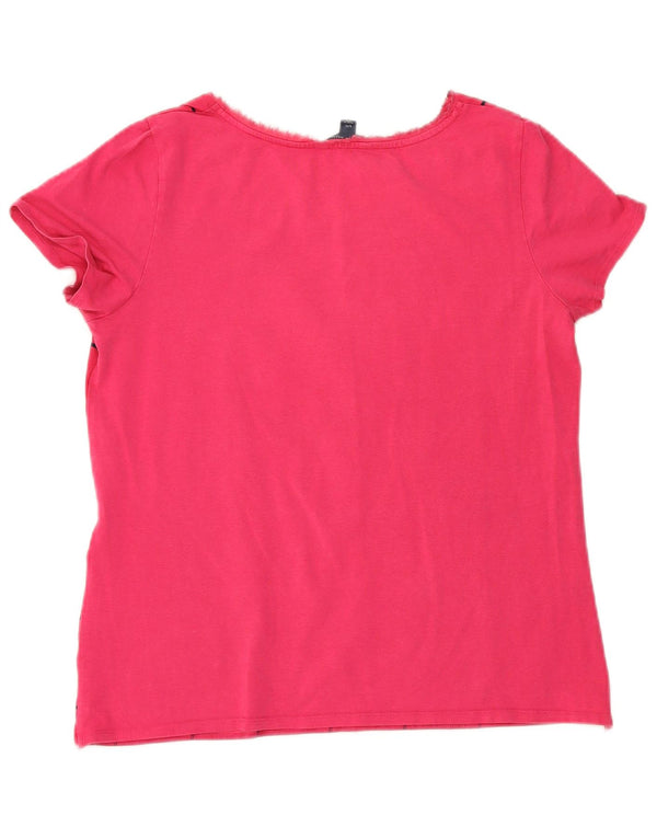 Tommy Hilfiger Womens Graphic T-Shirt Top UK 14 Large Pink Geometric