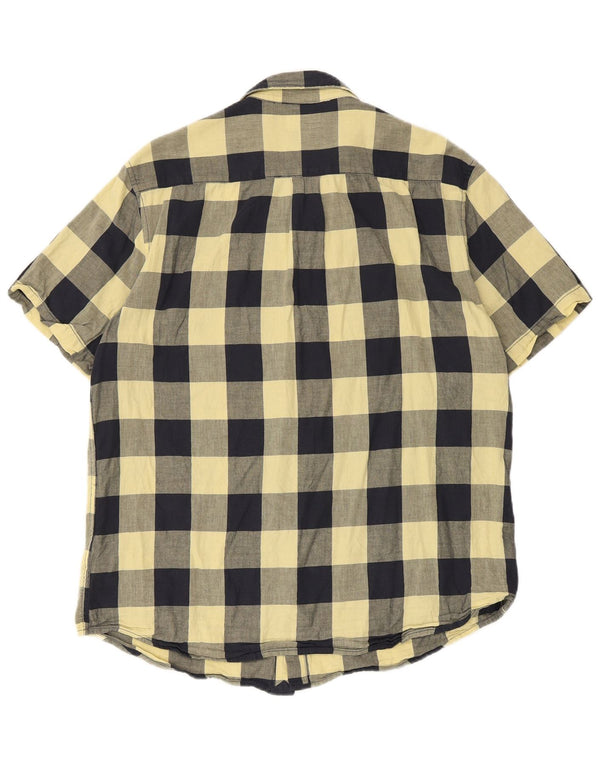 Wrangler Mens Short Sleeve Regular Fit Shirt Large Yellow Gingham Cotton