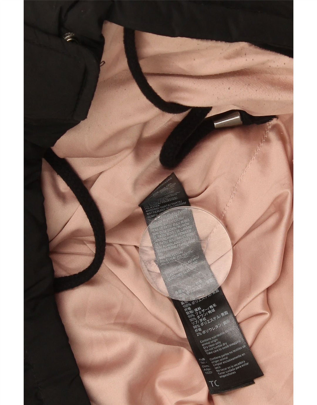 Topshop Womens Hooded Oversized Padded Jacket UK 8 Small Black Polyester