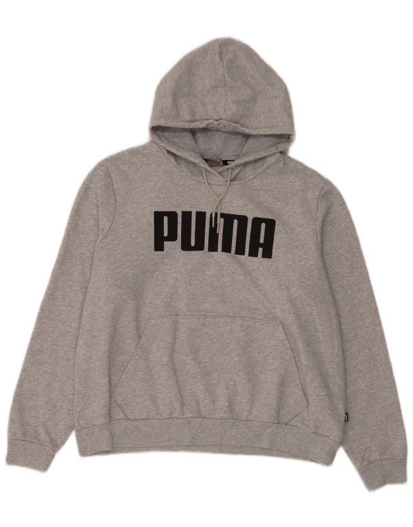 Puma Womens Graphic Oversized Hoodie Jumper UK 18 XL Grey Flecked Cotton