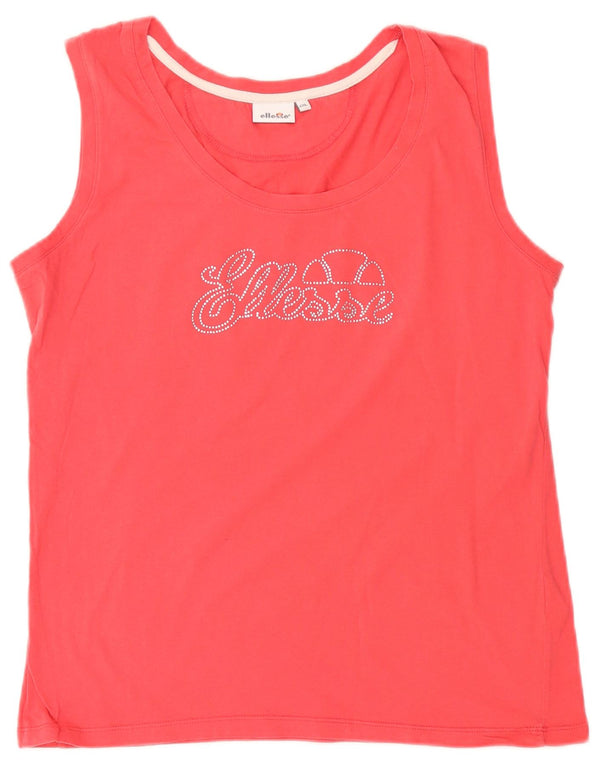 Ellesse Womens Graphic Vest Top UK 20 2XL Pink Cotton