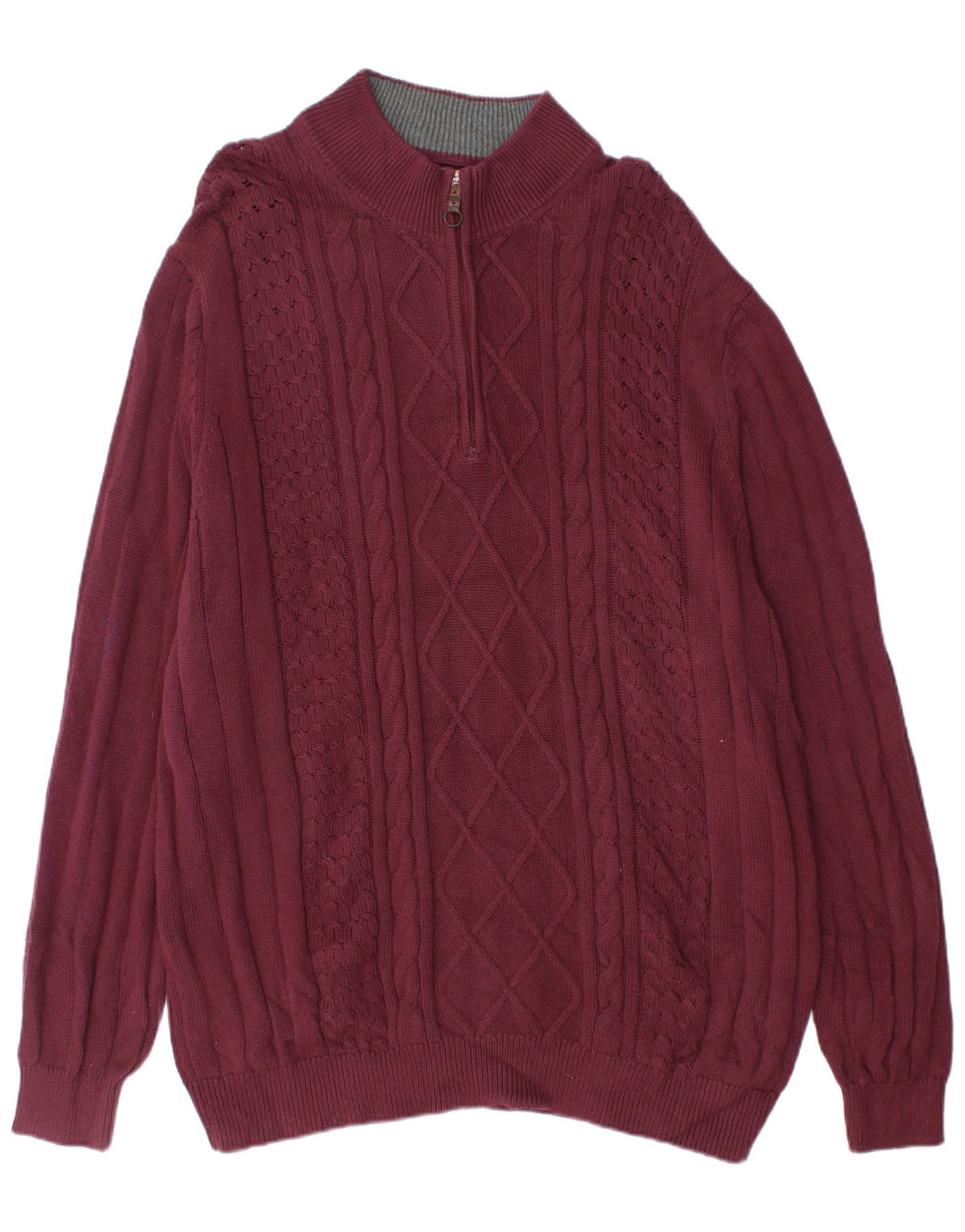 IZOD Mens Tall Zip Neck Jumper Sweater 2XL Burgundy Cotton