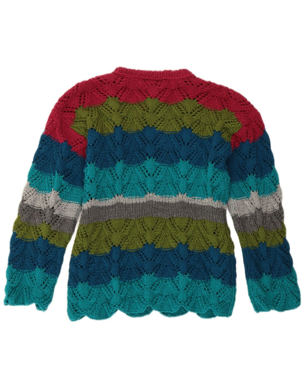 Vintage Womens Crew Neck Jumper Sweater UK 14 Medium Multicoloured Striped