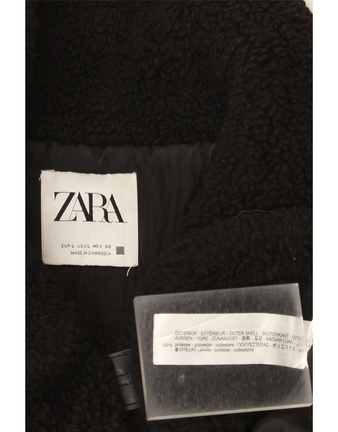 Zara Womens Fleece Jacket UK 16 Large Black Polyester