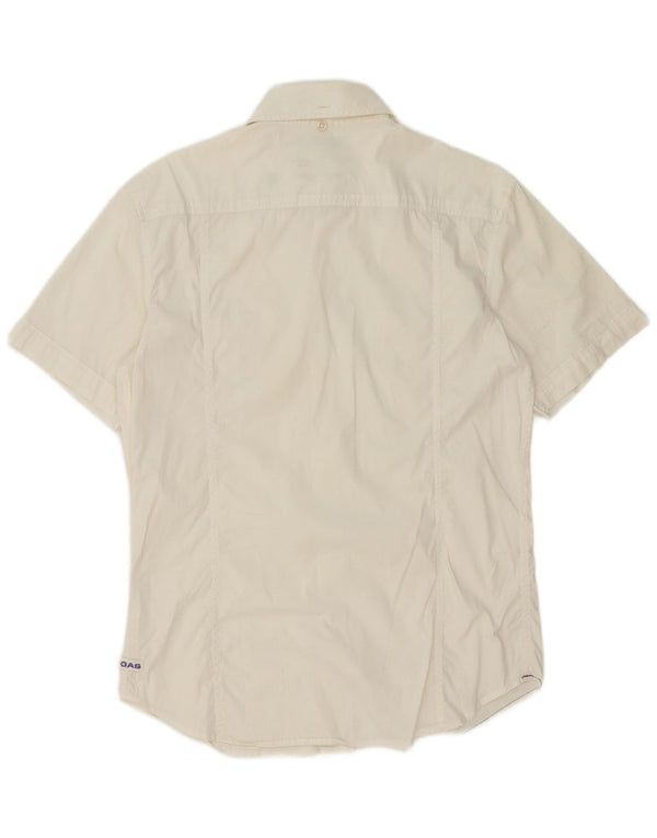 Gas Mens Short Sleeve Shirt Medium White Cotton