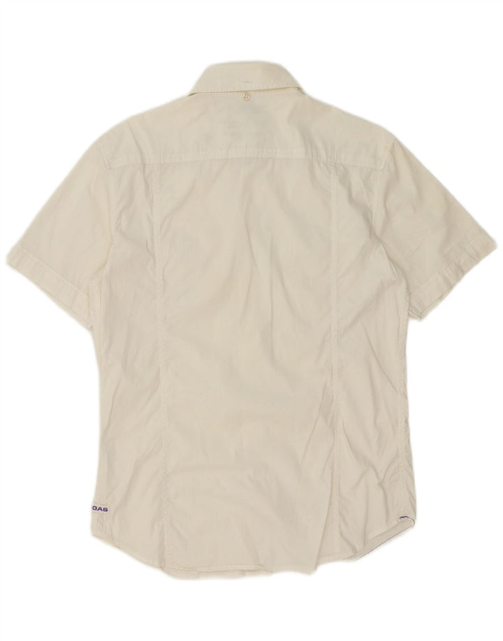 Gas Mens Short Sleeve Shirt Medium White Cotton