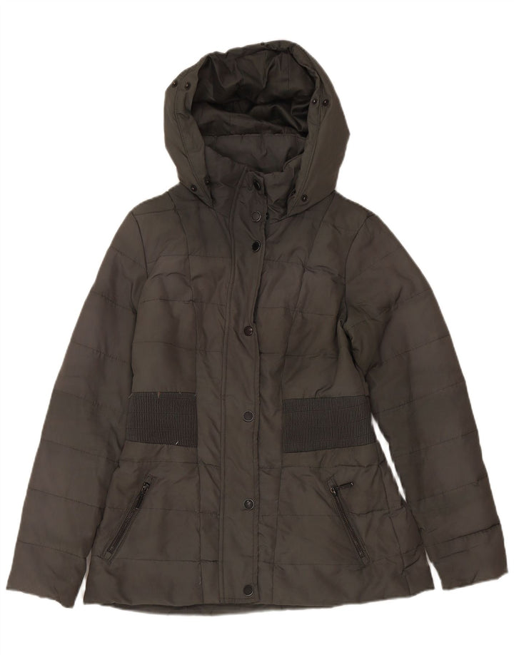 JASPER CONRAN Womens Hooded Padded Jacket UK 10 Small Grey Colourblock