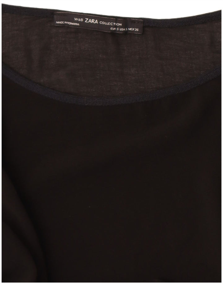 Zara Womens Top 3/4 Sleeve UK 10 Small Black