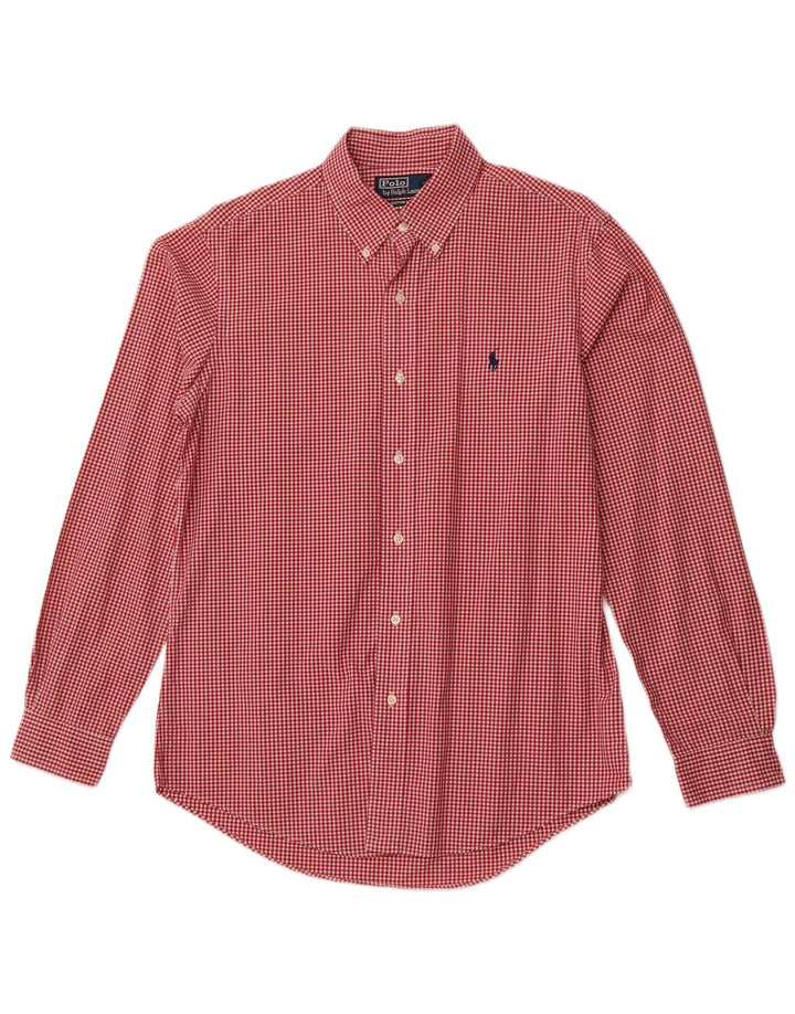 Polo Ralph Lauren Mens Custom Fit Shirt Medium Red Gingham Cotton