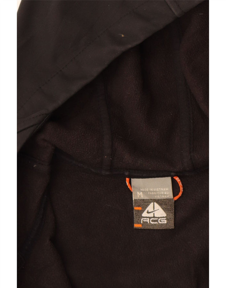 NIKE Womens Hooded Windbreaker Jacket UK 12 Medium Black Polyester