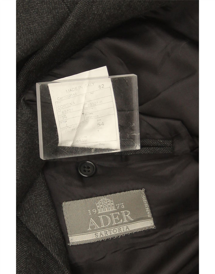 Ader Mens Double Breasted Overcoat IT 54 2XL Grey Wool