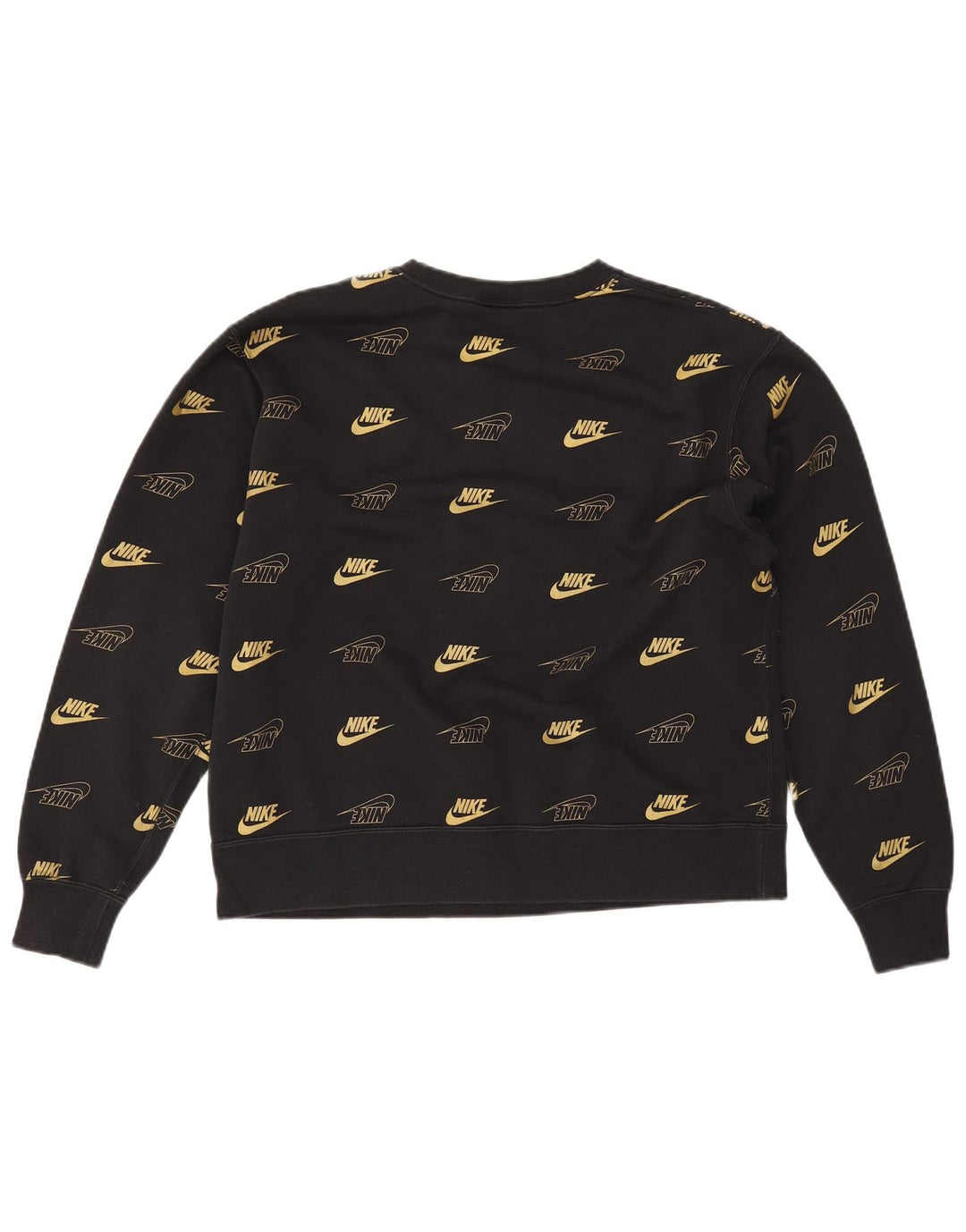 NIKE Womens Graphic Sweatshirt Jumper UK 14 Medium Black Cotton