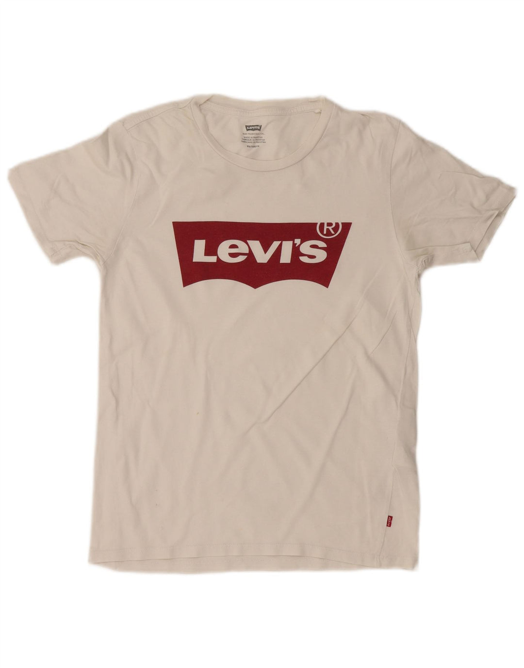 LEVI'S Womens Graphic T-Shirt Top UK 6 XS White Cotton