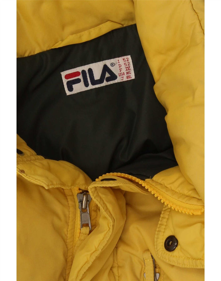 Fila Mens Padded Jacket UK 38 Medium Yellow Colourblock