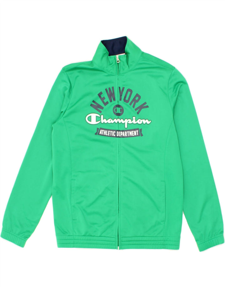 CHAMPION Boys Graphic Tracksuit Top Jacket 13-14 Years XL  Green Polyester Vintage Champion and Second-Hand Champion from Messina Hembry 
