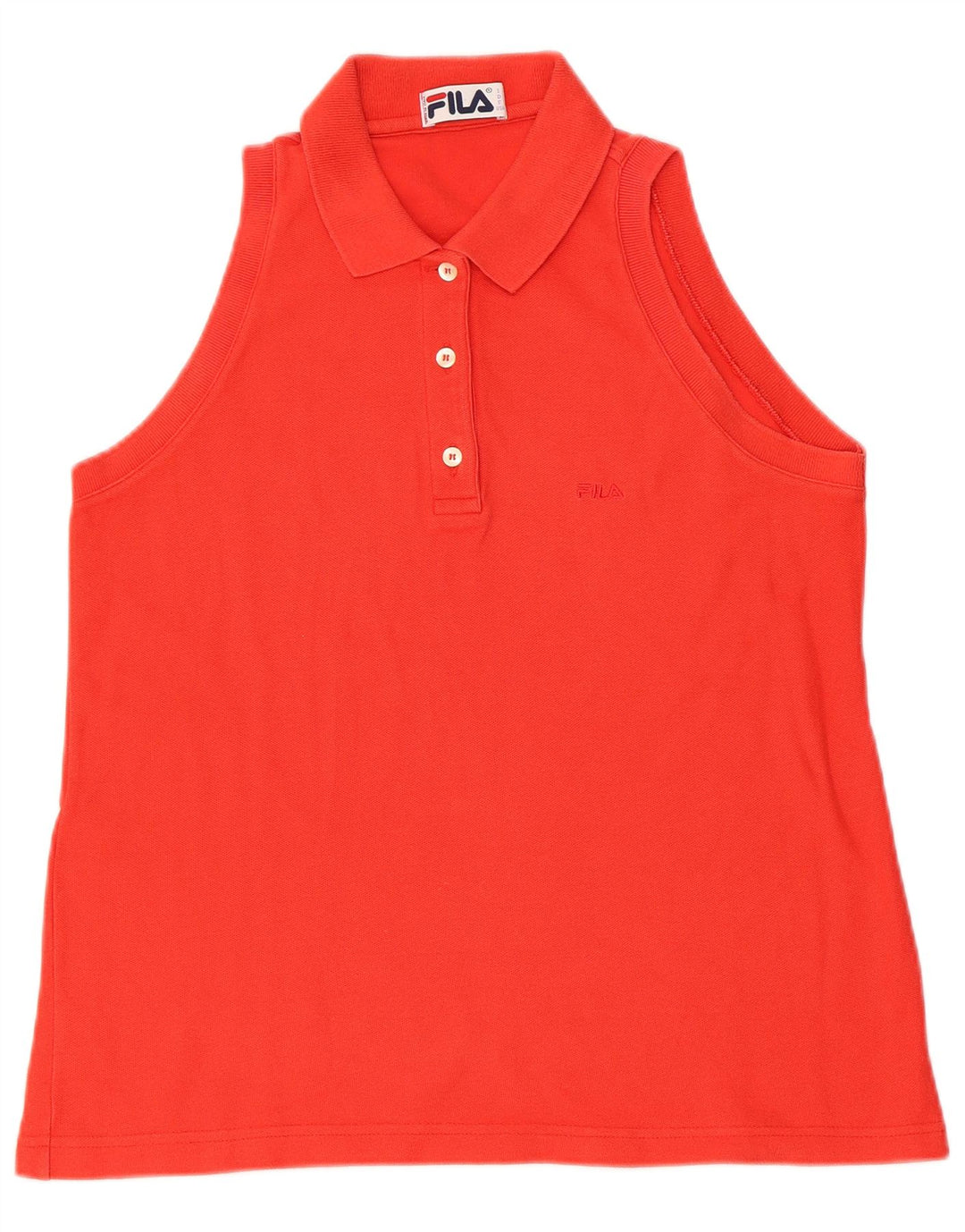 FILA Womens Sleeveless Polo Shirt IT 46 Large Red Cotton