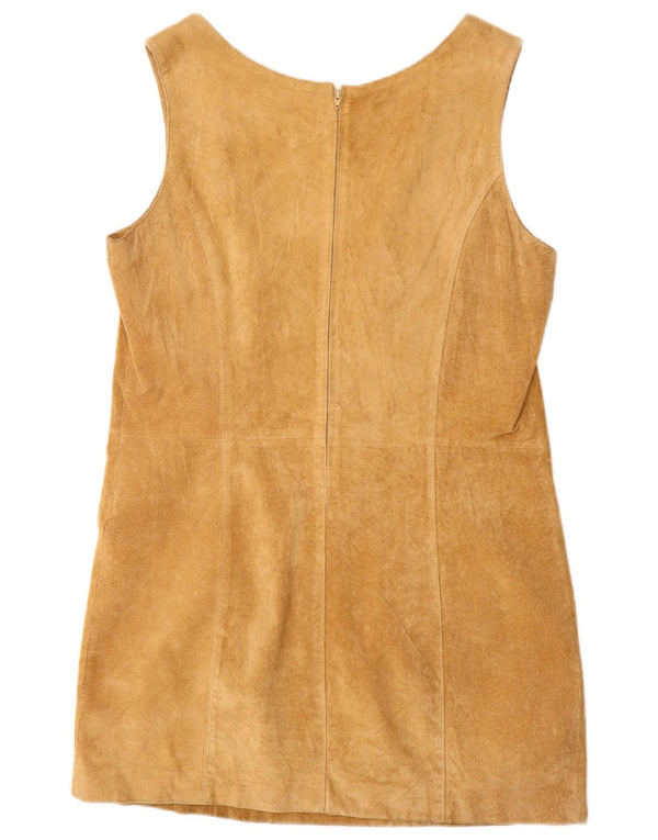 Montereggi Womens Sleeveless Suede Sheath Dress US 12 Large Beige Leather