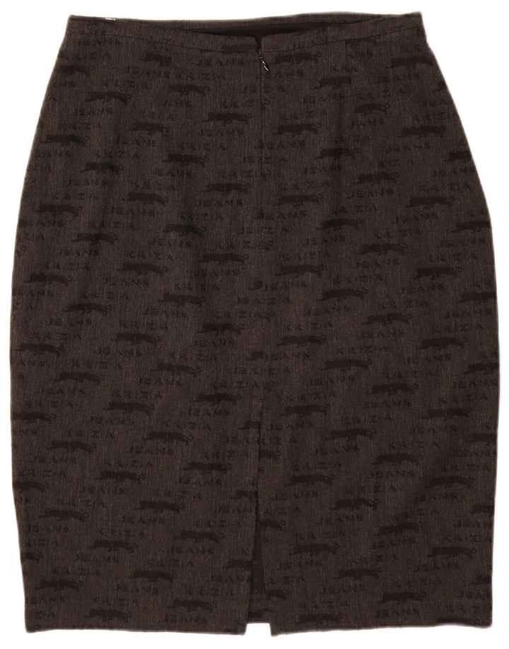 KRIZIA JEANS Womens Graphic Pencil Skirt UK 12 Medium W28  Grey