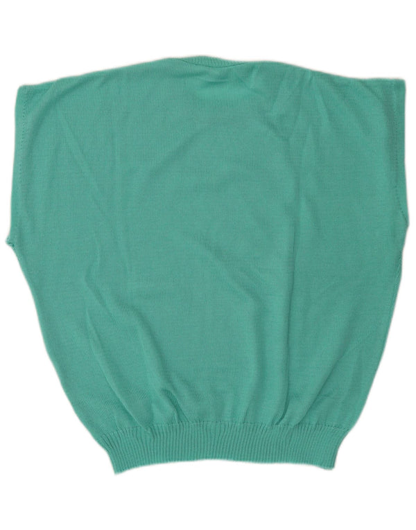 Vintage Womens Short Sleeve Crew Neck Jumper Sweater IT 48/50 XL Green
