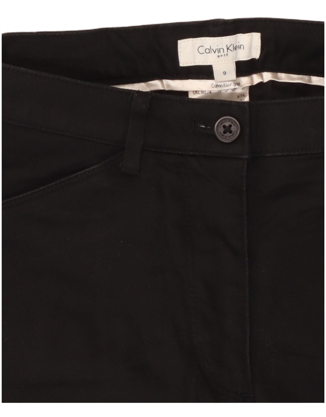 CALVIN KLEIN Womens Slim Cargo Trousers US 9 Medium W28 L26 Black Cotton
