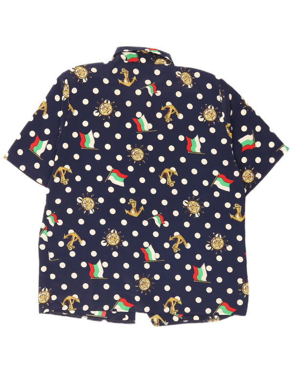 Canda Womens Short Sleeve Shirt UK 18 XL Navy Blue Polka Dot