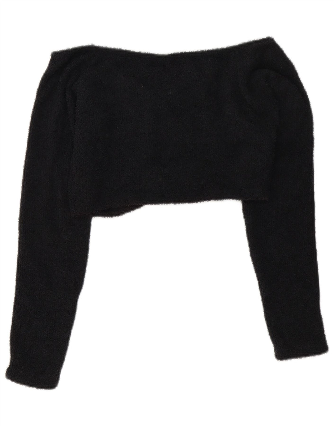 Adidas Womens Crop Fleece Off Shoulder Top UK 12 Medium Black Polyester
