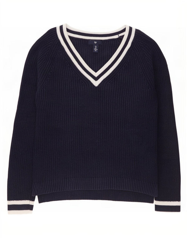 Gap Womens V-Neck Jumper Sweater UK 10 Small Navy Blue