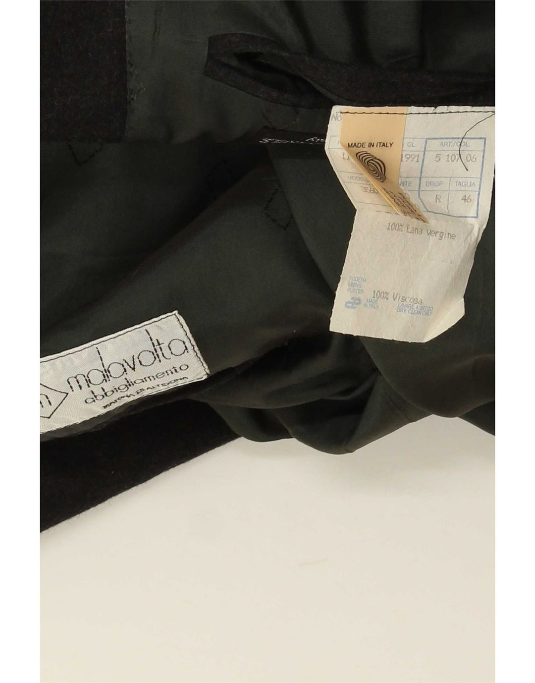 Vintage Mens Double Breasted Blazer Jacket IT 46 Small Black Wool