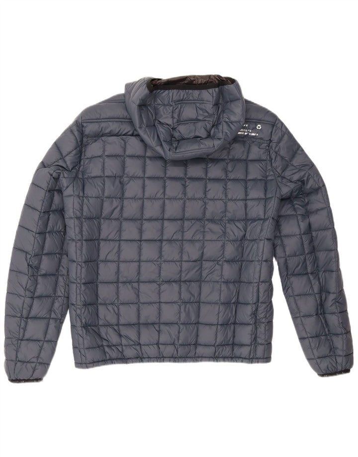 Replay Womens Hooded Padded Jacket UK 16 Large Navy Blue Polyamide