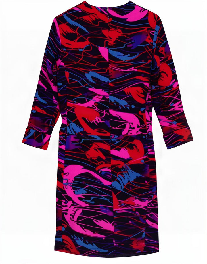 Vintage Womens Abstract Pattern Sheath Dress UK 12 Medium Multicoloured