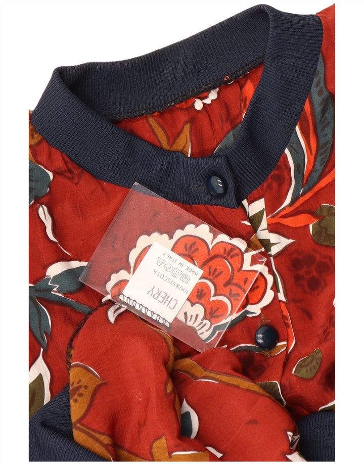 VINTAGE Womens Shirt Blouse UK 18 XL Red Floral Viscose