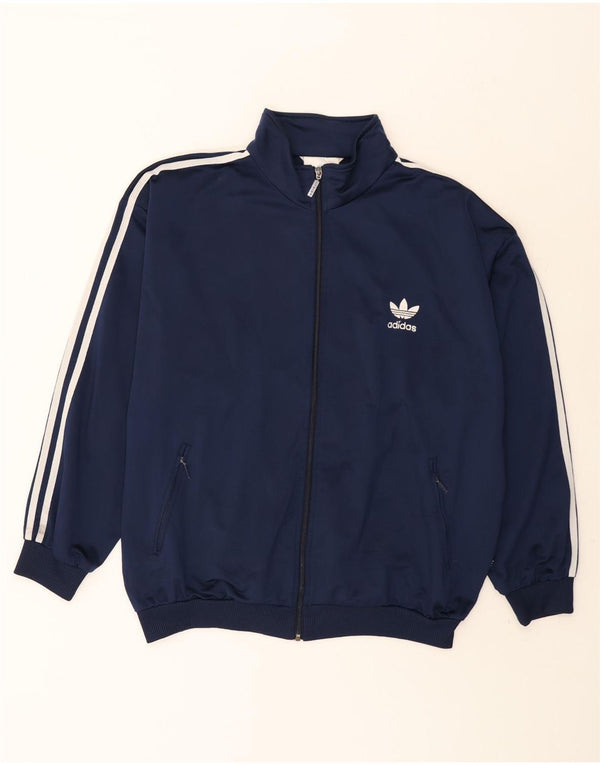 Adidas Mens Tracksuit Top Jacket UK 44/46 Large Navy Blue Polyester