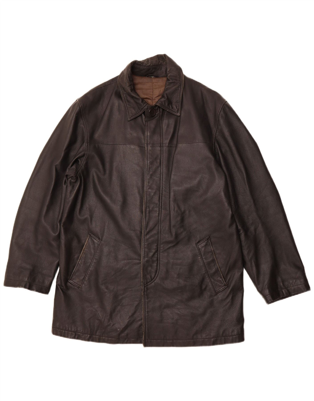 VINTAGE Mens Leather Jacket IT 50 Large Black